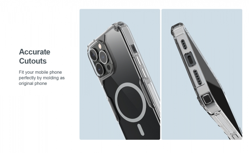 Ốp Lưng iPhone 13 Pro Max Trong Suốt Hiệu Nillkin Nature TPU Pro Magnetic dạng chống sốc có tích hợp magsafe, 4 phần của góc ốp dầy nhô cao khả năng bảo vệ máy cực kỳ hiệu quả